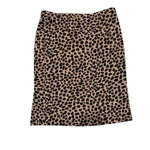 Ann Taylor Animal Print Black/Tan Lined Pencil Skirt Sz 8 EUC